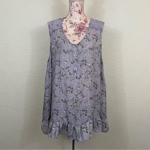 Ingredients sz:26/28 Lavender Sleeveless Floral Button Blouse Top